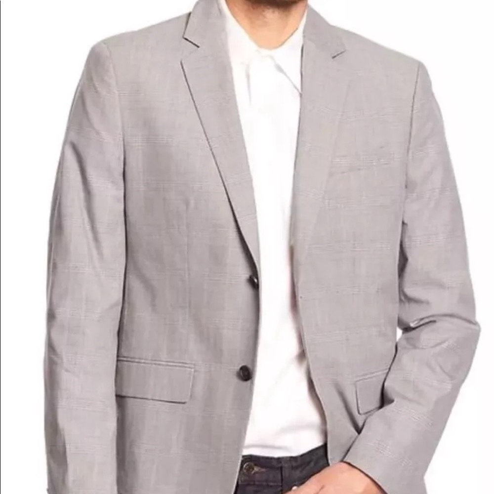 Tailored slim fit cotton plaid blazer jacket
